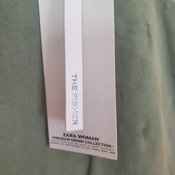Zara Woman's  NWT The Fisher Khaki Jeans 100% Cotton Mid Rise Size US 4 - Picture 2 of 11